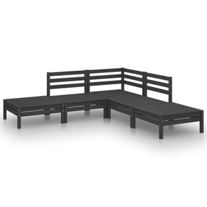 vidaXL, vidaXL 5-tlg. Garten-Lounge-Set Massivholz Kiefer Schwarz