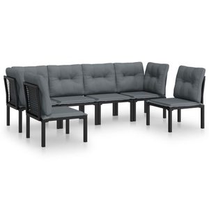 vidaXL, vidaXL 6-tlg. Garten-Lounge-Set Schwarz und Grau Poly Rattan