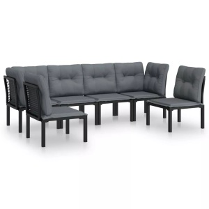 vidaXL, vidaXL 6-tlg. Garten-Lounge-Set Schwarz und Grau Poly Rattan