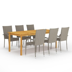 vidaXL, vidaXL 7-tlg. Garten-Essgruppe Grau, 