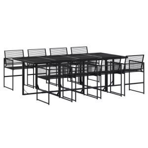 vidaXL, vidaXL 9-tlg. Garten-Essgruppe Schwarz Poly Rattan