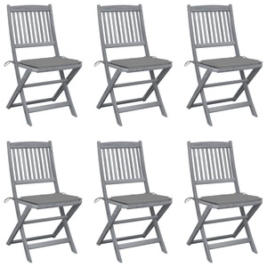 vidaXL, vidaXL Klappbare Gartenstühle 6 Stk. mit Sitzkissen Massivholz Akazie, vidaXL Klappbare Gartenstühle 6 Stk. mit Sitzkissen Massivholz Akazie