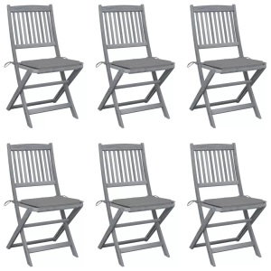 vidaXL, vidaXL Klappbare Gartenstühle 6 Stk. mit Sitzkissen Massivholz Akazie