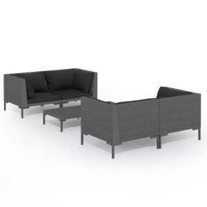 vidaXL, vidaXL 5-tlg. Garten-Lounge-Set mit Kissen Poly Rattan Dunkelgrau