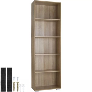 TecTake, Bücherregal Lexi 5 Fächer Bücherregal Lexi 5 Fächer, Tectake - Bücherregal Lexi 5 Fächer 60x30x190cm, 60 cm, Taupe