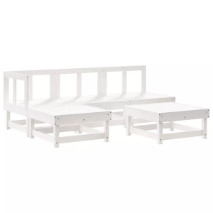 vidaXL, vidaXL 5-tlg. Garten-Lounge-Set Weiß Massivholz Kiefer, vidaXL 5-tlg. Garten-Lounge-Set Weiß Massivholz Kiefer