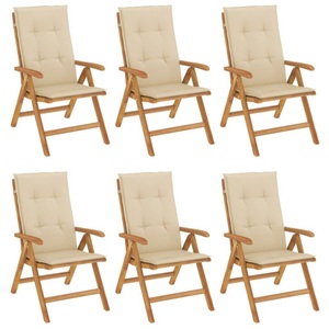 vidaXL, vidaXL Gartenstühle mit Kissen 6 Stk. Massivholz Teak, vidaXL Gartenstühle mit Kissen 6 Stk. Massivholz Teak