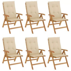 vidaXL, vidaXL Gartenstühle mit Kissen 6 Stk. Massivholz Teak, vidaXL Gartenstühle mit Kissen 6 Stk. Massivholz Teak