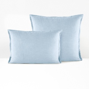 LA REDOUTE INTERIEURS, Kissen- und Nackenrollenbezug Linot aus vorgewaschenem Leinen Kissen- und Nackenrollenbezug Linot aus vorgewaschenem Leinen, La Redoute Intérieurs - Kissen- und Nackenrollenbezug Linot aus vorgewaschenem Leinen, 50 x 70 cm, Blau
