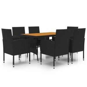 vidaXL, vidaXL 7-tlg. Garten-Essgruppe Poly Rattan Schwarz, 