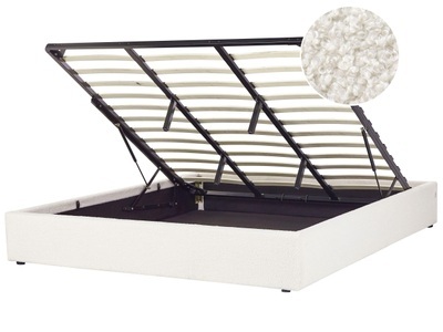 Beliani, Bett mit Lattenrost aus Bouclé Modern DINAN Bett mit Lattenrost aus Bouclé Modern DINAN