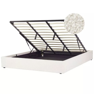 Beliani, Bett mit Lattenrost aus Bouclé Modern DINAN Bett mit Lattenrost aus Bouclé Modern DINAN