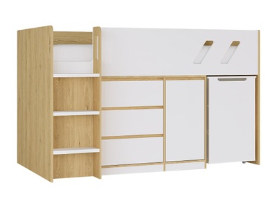 Vente-unique, Kombi-bett 90 X 190 Cm - Mit Schreibtisch & Stauraum - Holzfarben & Weiß - Sagiti Unisex Beige 90X190CM