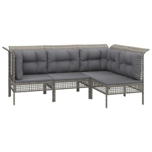 vidaXL, vidaXL 4-tlg. Garten-Lounge-Set mit Kissen Grau Poly Rattan
