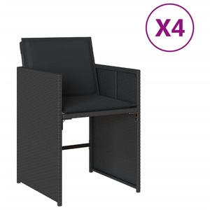 vidaXL, vidaXL Gartenstühle mit Kissen 4 Stk. Schwarz Poly Rattan, vidaXL Gartenstühle mit Kissen 4 Stk. Schwarz Poly Rattan