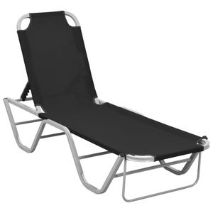 vidaXL, vidaXL Sonnenliege Aluminium und Textilene Schwarz