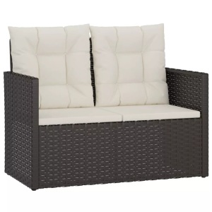 vidaXL, vidaXL Gartenbank mit Kissen Schwarz 105 cm Poly Rattan, vidaXL Gartenbank mit Kissen Schwarz 105 cm Poly Rattan