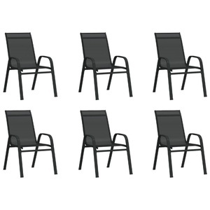 vidaXL, vidaXL Stapelbare Gartenstühle 6 Stk. Schwarz Textilene, 