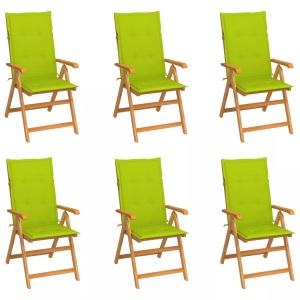 vidaXL, vidaXL Gartenstühle 6 Stk. mit Hellgrünen Kissen Massivholz Teak, vidaXL Gartenstühle 6 Stk. mit Hellgrünen Kissen Massivholz Teak