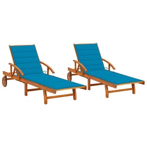 vidaXL, vidaXL Sonnenliegen 2 Stk. mit Auflagen Massivholz Akazie, vidaXL Sonnenliegen 2 Stk. mit Auflagen Massivholz Akazie