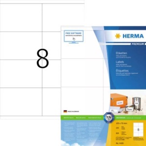 HERMA, Herma 4426 Etiketten 105 x 70 mm Papier Weiß 800 St. Permanent Universal-Etiketten, Versand-Etiketten Tinte, Laser,, Herma Premium-Etiketten Nr. 4426 auf DIN A4-Blättern, 800 Etiketten, 100 Bogen
