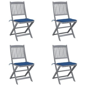 vidaXL, vidaXL Klappbare Gartenstühle 4 Stk. mit Kissen Massivholz Akazie