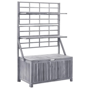vidaXL, vidaXL Aufbewahrungsbox mit Spalier Grau 99x55x160cm Massivholz Akazie, vidaXL Aufbewahrungstruhe mit Rankgitter 99x55x160cm Massivholz Akazie