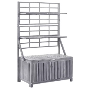 vidaXL, vidaXL Aufbewahrungsbox mit Spalier Grau 99x55x160cm Massivholz Akazie, vidaXL Aufbewahrungstruhe mit Rankgitter 99x55x160cm Massivholz Akazie