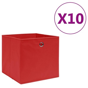 vidaXL, vidaXL Aufbewahrungsboxen 10 Stk. Vliesstoff 28x28x28 cm Rot, vidaXL Aufbewahrungsboxen 10 Stk. Vliesstoff 28x28x28 cm Rot