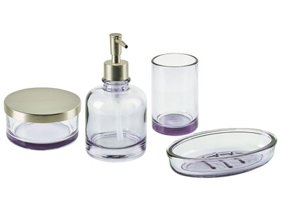 Beliani, Beliani Badezimmer Set 4-teilig Glas violett TELMA, Beliani - Badaccessoires Set 4-teilig aus Glas Modern TELMA, One Size, Lila