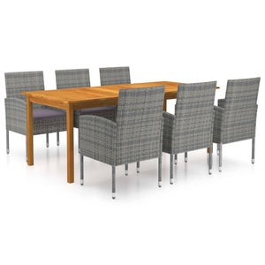 vidaXL, vidaXL 7-tlg. Garten-Essgruppe Grau, vidaXL 7-tlg. Garten-Essgruppe Grau