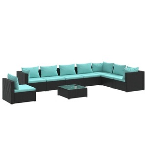 vidaXL, vidaXL 9-tlg. Garten-Lounge-Set mit Kissen Poly Rattan Schwarz, 