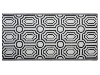 Beliani, Beliani Outdoor Teppich schwarz 90 x 180 cm zweiseitig BIDAR, Beliani - Teppich aus Polypropylen Modern BIDAR, 180cm, Schwarz