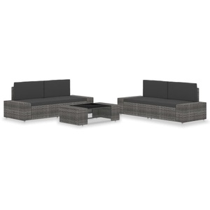 Diverse Hardware, 5-tlg. Garten-Lounge-Set Poly Rattan Grau
