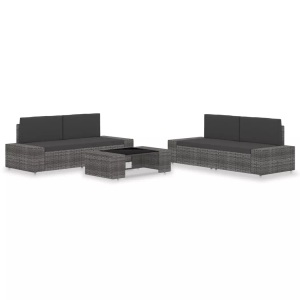 Diverse Hardware, 5-tlg. Garten-Lounge-Set Poly Rattan Grau