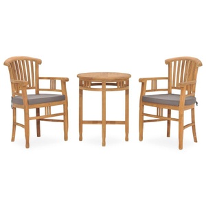 vidaXL, vidaXL 3-tlg. Garten-Essgruppe mit Auflagen Teak Massivholz, 