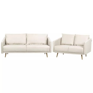 Beliani, Wohnzimmer Set aus Polyester Glamourös MAURA Wohnzimmer Set aus Polyester Glamourös MAURA, Beliani - Wohnzimmer Set aus Polyester Glamourös MAURA, One Size, Baumnuss