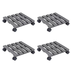 vidaXL, vidaXL Pflanzenroller 4 Stk. Grau 30x30x7,5 cm WPC, vidaXL Pflanzenroller 4 Stk. Grau 30x30x7,5 cm WPC