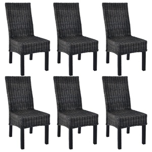 vidaXL, vidaXL Esszimmerstühle 6 Stk. Schwarz Kubu Rattan und Mangoholz, 