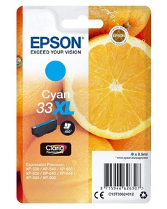 Epson, Epson 33Xl Claria Premium cyan Tintenpatrone, Epson Tintenpatrone, blau, T336240, (400 Seiten)