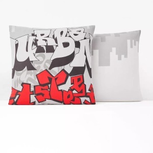 LA REDOUTE INTERIEURS, Kissenbezug URBAN GRAPH, Baumwolle, SO'HOME - Kissenbezug Urban Graph, 63X63CM, Grau