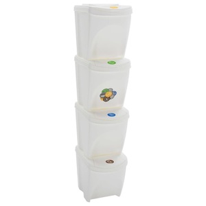 vidaXL, vidaXL Stapelbare Mülleimer 4 Stk. Weiß 100 L Polypropylen, 