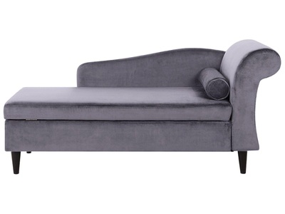 Beliani, Beliani Chaiselongue Samtstoff dunkelgrau rechtsseitig LUIRO, 