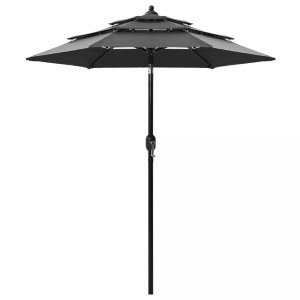 vidaXL, vidaXL Sonnenschirm mit Aluminium-Mast 3-lagig Anthrazit 2 m, vidaXL Sonnenschirm mit Aluminium-Mast 3-lagig Anthrazit 2 m