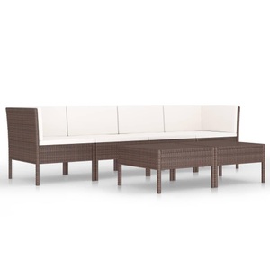vidaXL, vidaXL 6-tlg. Garten-Lounge-Set mit Auflagen Poly Rattan Braun