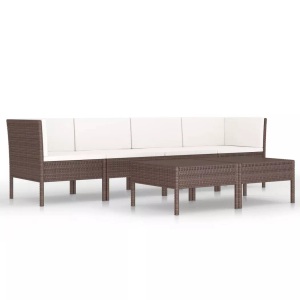 vidaXL, vidaXL 6-tlg. Garten-Lounge-Set mit Auflagen Poly Rattan Braun, vidaXL 6-tlg. Garten-Lounge-Set mit Auflagen Poly Rattan Braun
