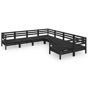 vidaXL, vidaXL 8-tlg. Garten-Lounge-Set Massivholz Kiefer Schwarz