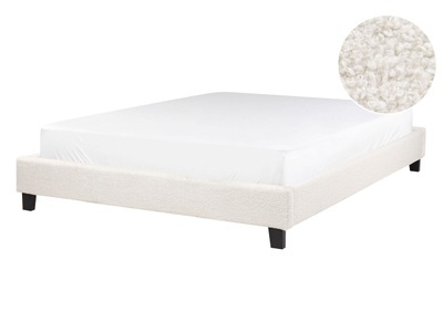 Beliani, Bett mit Lattenrost aus Bouclé Modern ROANNE Bett mit Lattenrost aus Bouclé Modern ROANNE