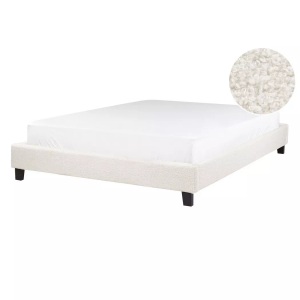 Beliani, Bett mit Lattenrost aus Bouclé Modern ROANNE Bett mit Lattenrost aus Bouclé Modern ROANNE