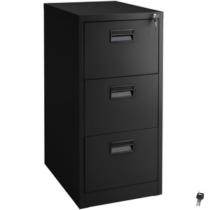 TecTake, Aktenschrank mit 3 Schubladen - schwarz, 